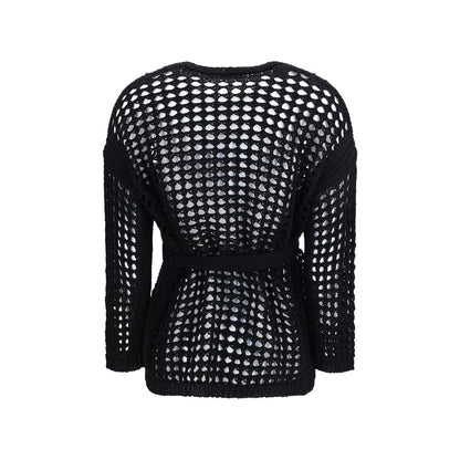 Max Mara Pure Black Cotton Cardigan