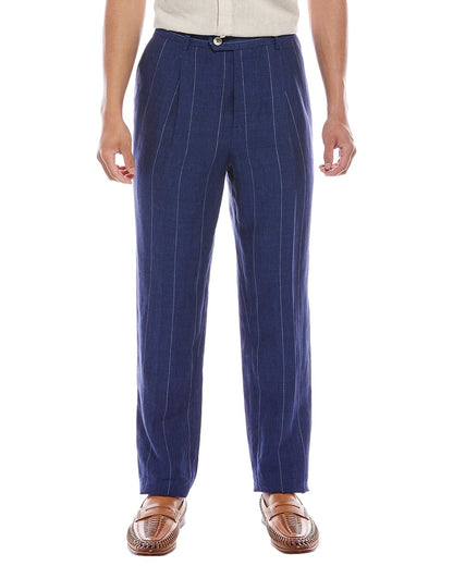 Brunello Cucinelli Blue Linen Casual Pants