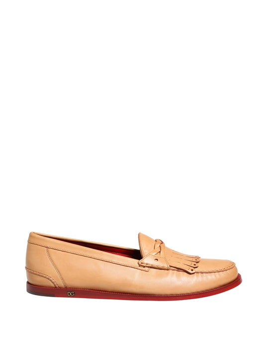 Dolce & Gabbana Men's Leather Loafer Slip-On Shoes - Beige