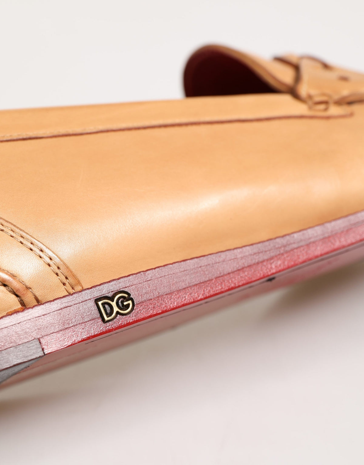 Dolce & Gabbana Men's Leather Loafer Slip-On Shoes - Beige