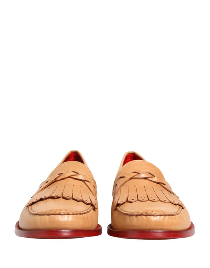 Dolce & Gabbana Men's Leather Loafer Slip-On Shoes - Beige