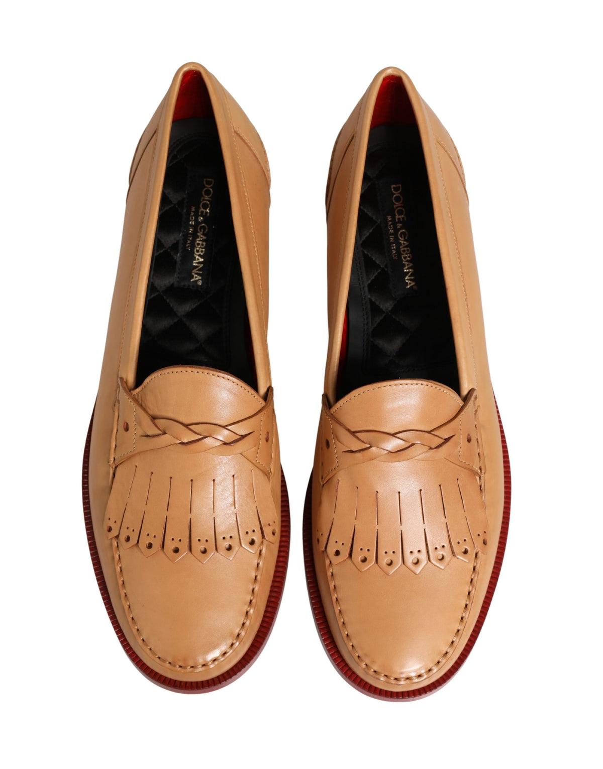 Dolce & Gabbana Men's Leather Loafer Slip-On Shoes - Beige