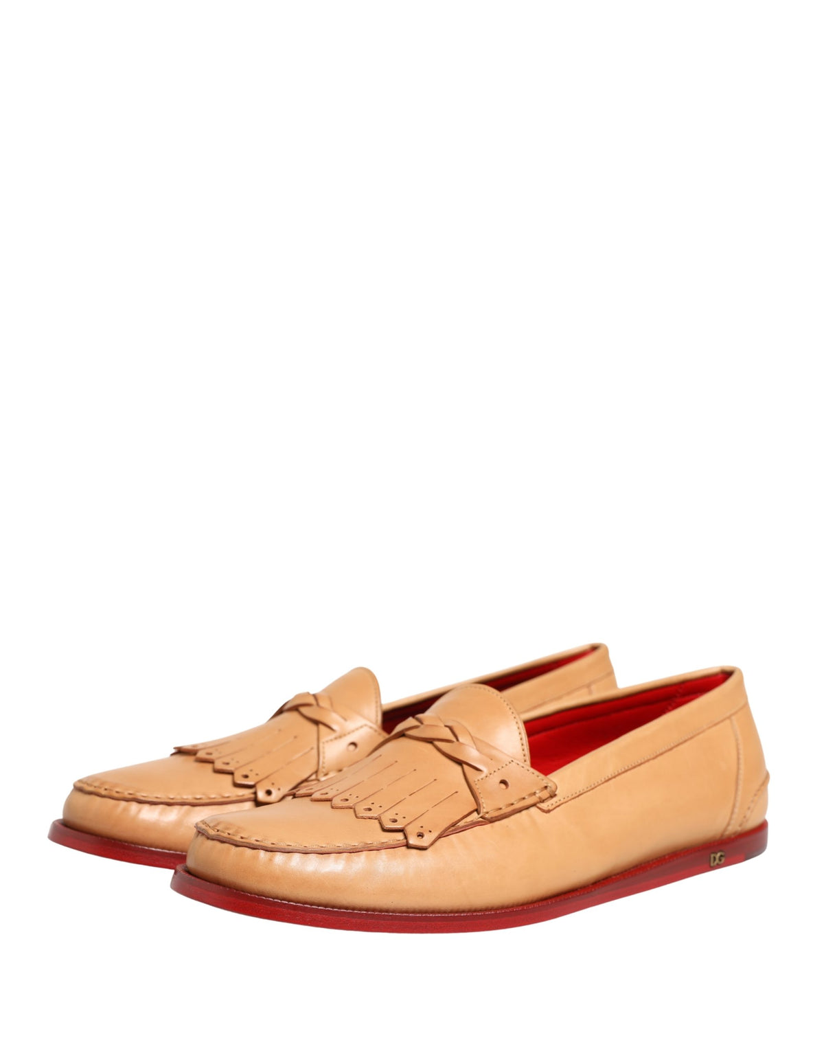 Dolce & Gabbana Men's Leather Loafer Slip-On Shoes - Beige