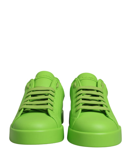 Dolce & Gabbana Men's Low Top Calf Leather & Rubber Sneakers - Green