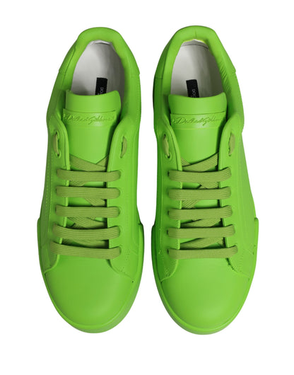Dolce & Gabbana Men's Low Top Calf Leather & Rubber Sneakers - Green