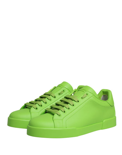 Dolce & Gabbana Men's Low Top Calf Leather & Rubber Sneakers - Green