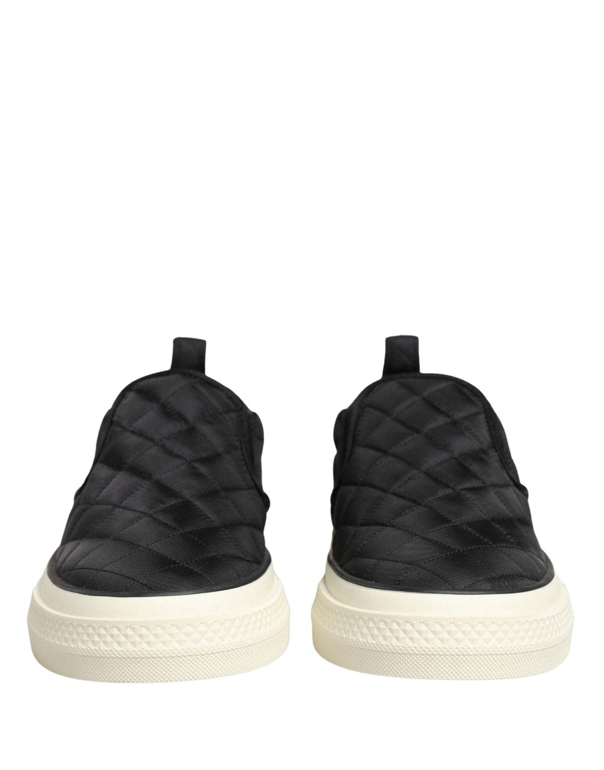 Dolce & Gabbana Women's Low Top Slip On Viscose Polyester Canvas & Goat Leather Sneakers - Black White