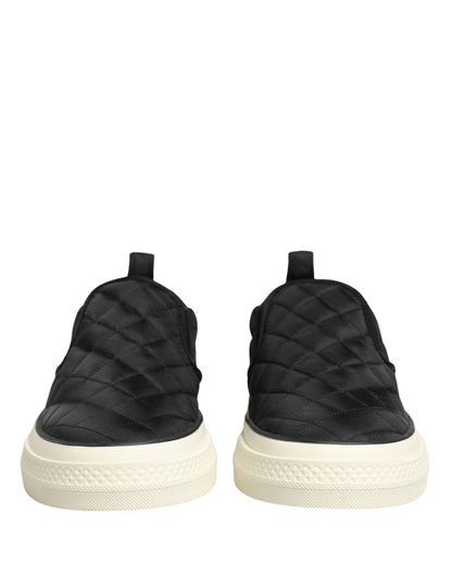 Dolce & Gabbana Women's Low Top Slip On Viscose Polyester Canvas & Goat Leather Sneakers - Black White