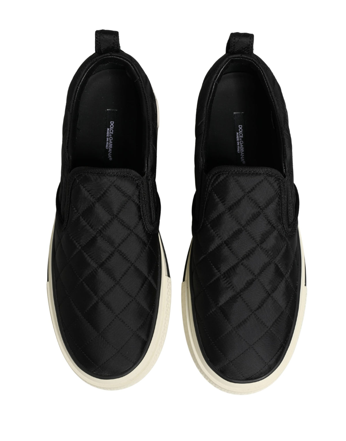 Dolce & Gabbana Women's Low Top Slip On Viscose Polyester Canvas & Goat Leather Sneakers - Black White