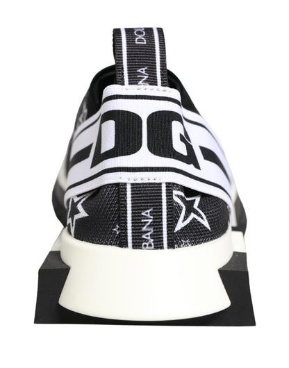 Dolce & Gabbana Women's Low Top Polyester Polyurethane & Viscose Athletic Sneakers - Black White Patterned Striped