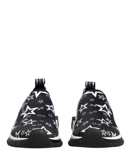Dolce & Gabbana Women's Low Top Polyester Polyurethane & Viscose Athletic Sneakers - Black White Patterned Striped