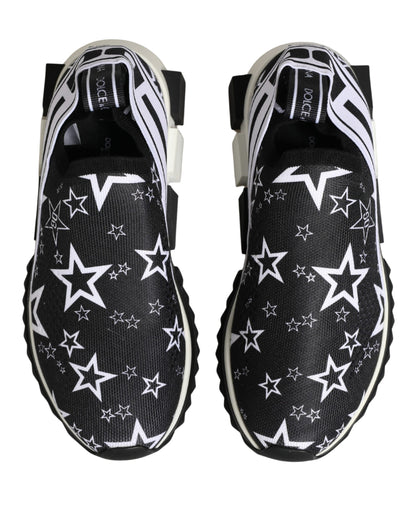 Dolce & Gabbana Women's Low Top Polyester Polyurethane & Viscose Athletic Sneakers - Black White Patterned Striped