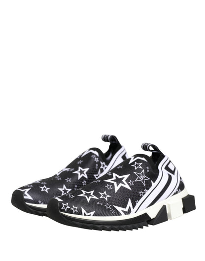 Dolce & Gabbana Women's Low Top Polyester Polyurethane & Viscose Athletic Sneakers - Black White Patterned Striped