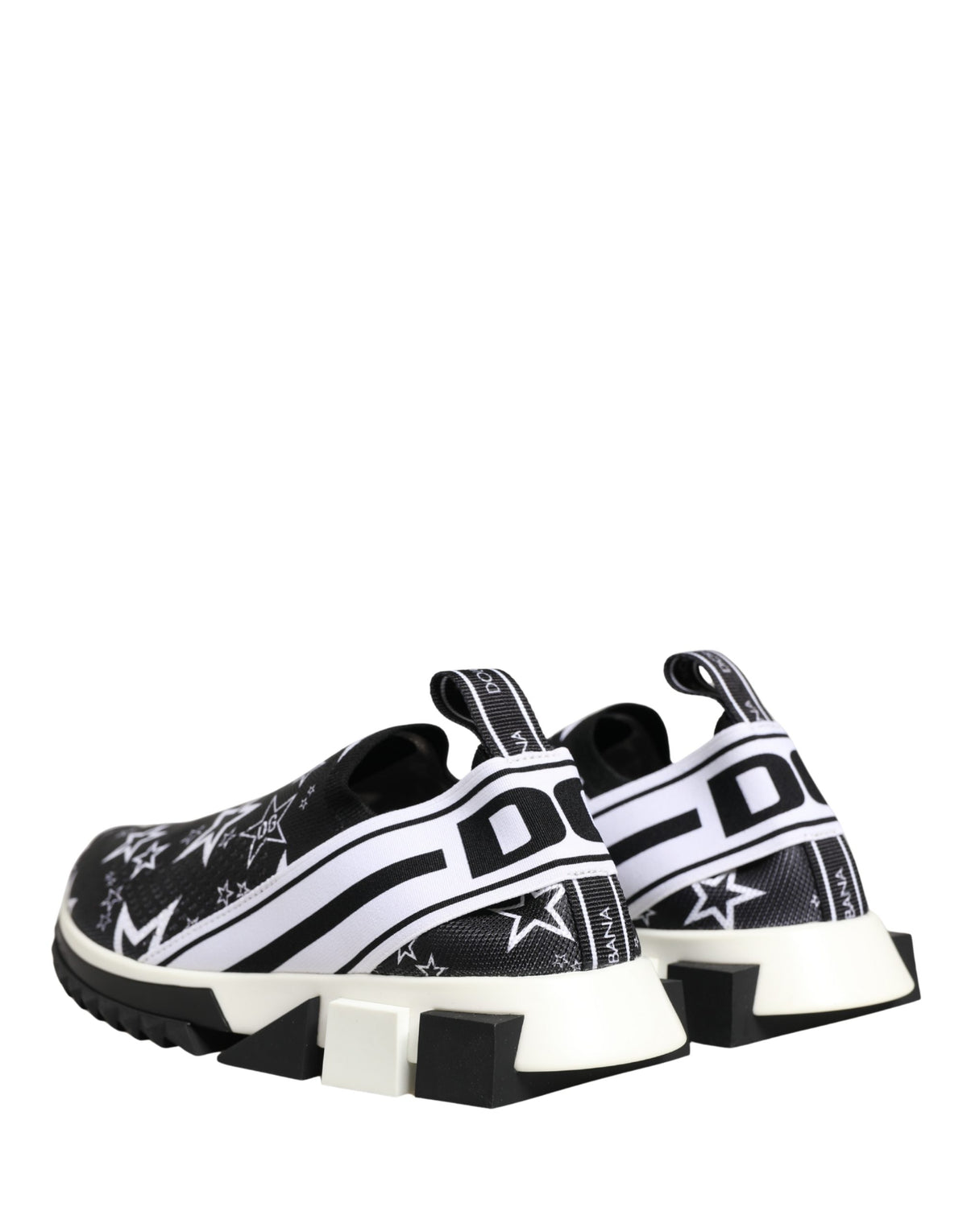 Dolce & Gabbana Women's Low Top Polyester Polyurethane & Viscose Athletic Sneakers - Black White Patterned Striped