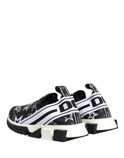 Dolce & Gabbana Women's Low Top Polyester Polyurethane & Viscose Athletic Sneakers - Black White Patterned Striped