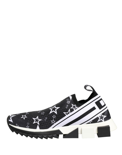 Dolce & Gabbana Women's Low Top Polyester Polyurethane & Viscose Athletic Sneakers - Black White Patterned Striped