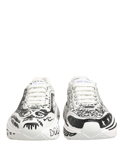 Dolce & Gabbana White Daymaster Graffiti Low Top Sneakers Shoes