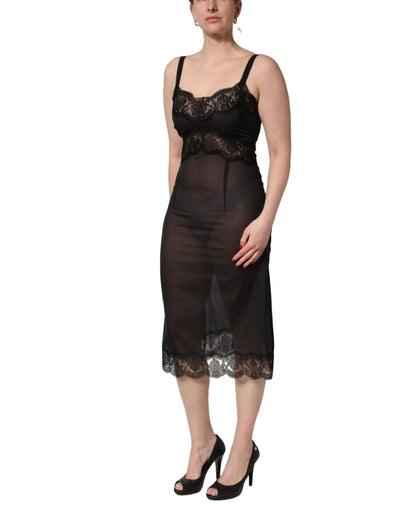 Dolce & Gabbana Women's Silk Viscose Nylon & Lace Pajamas - Black