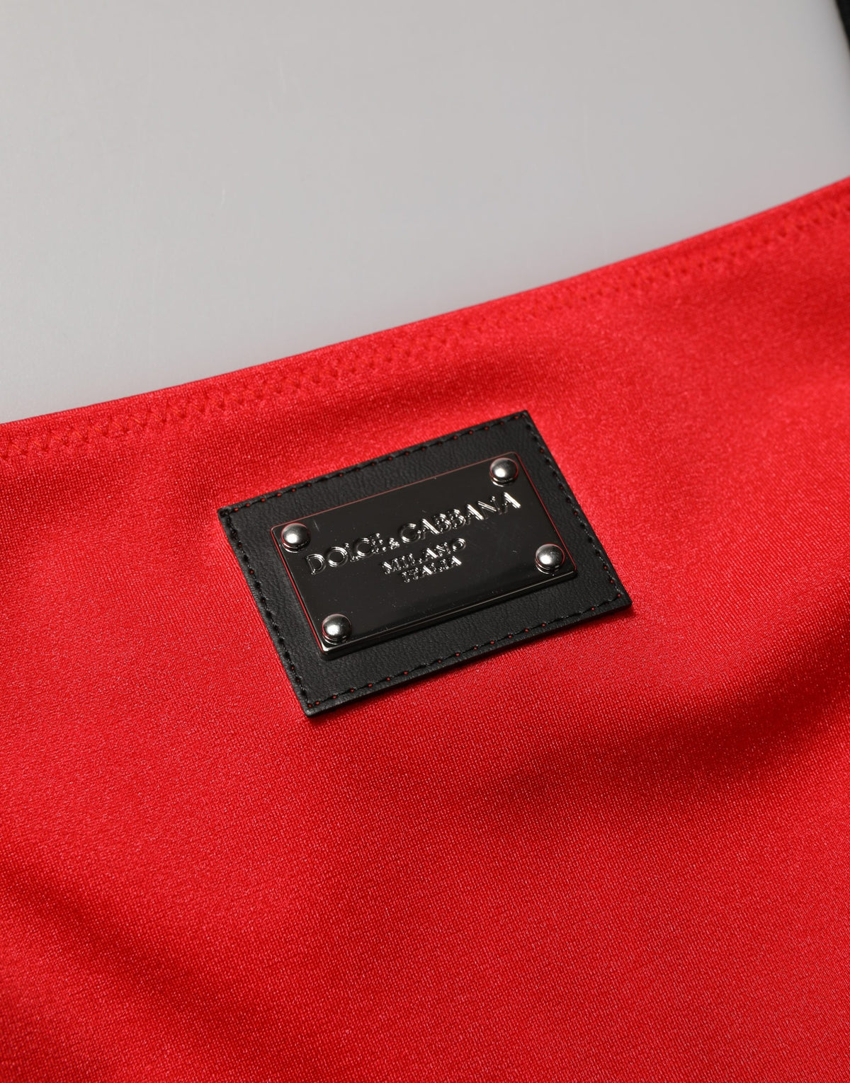 Dolce & Gabbana Aria Women's Wrap Cocktail Sleeveless Stretch Nylon Short Mini Dress - Red Signature