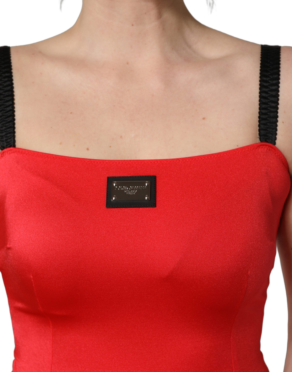 Dolce & Gabbana Aria Women's Wrap Cocktail Sleeveless Stretch Nylon Short Mini Dress - Red Signature
