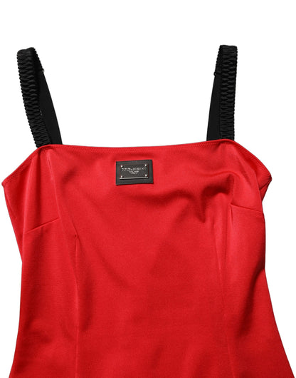Dolce & Gabbana Aria Women's Wrap Cocktail Sleeveless Stretch Nylon Short Mini Dress - Red Signature