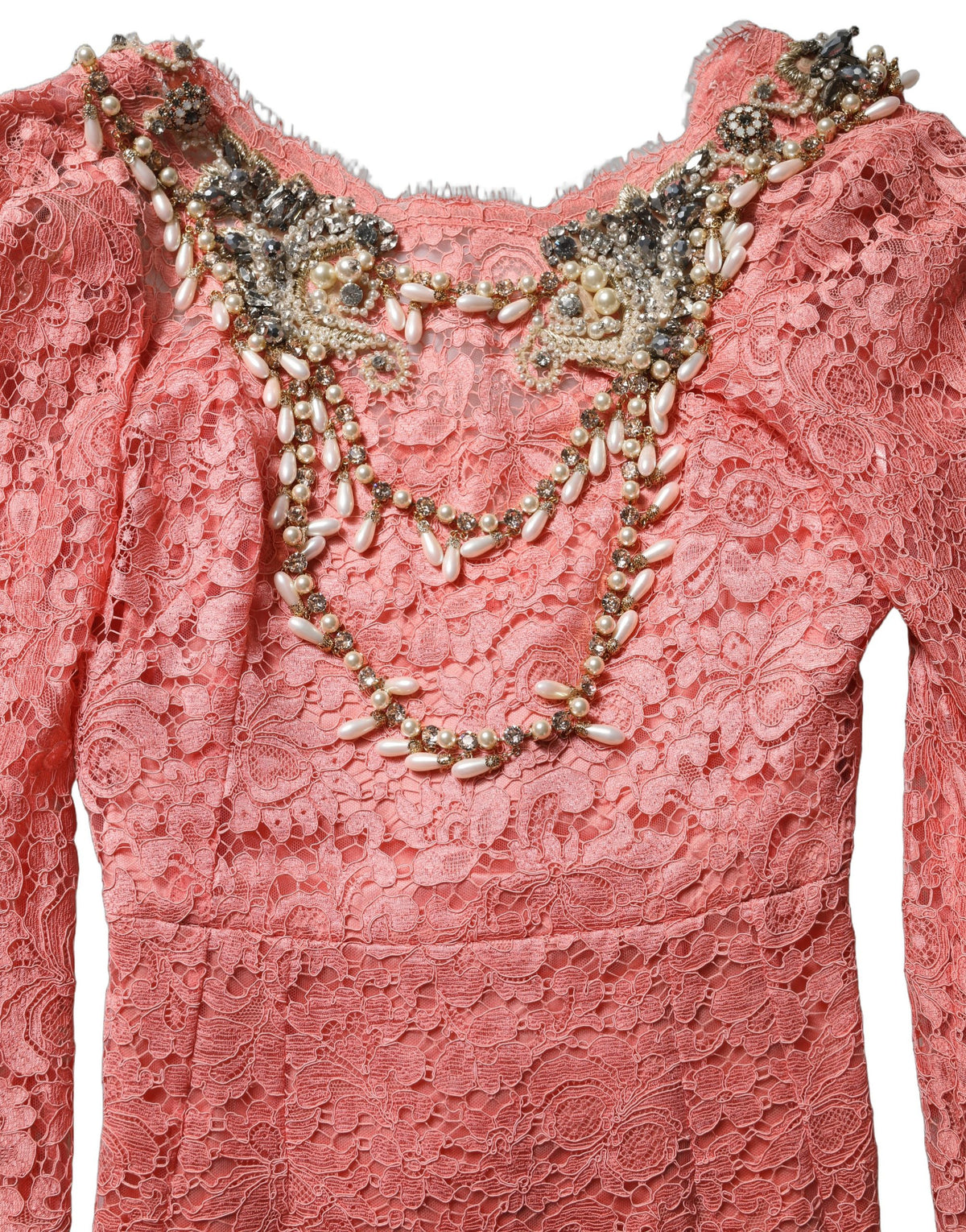 Dolce & Gabbana Women's Gown Mermaid Wrap Cocktail Long-Sleeve Cotton Silk Viscose & Lace Mini Long Dress - Pink Red Floral Signature