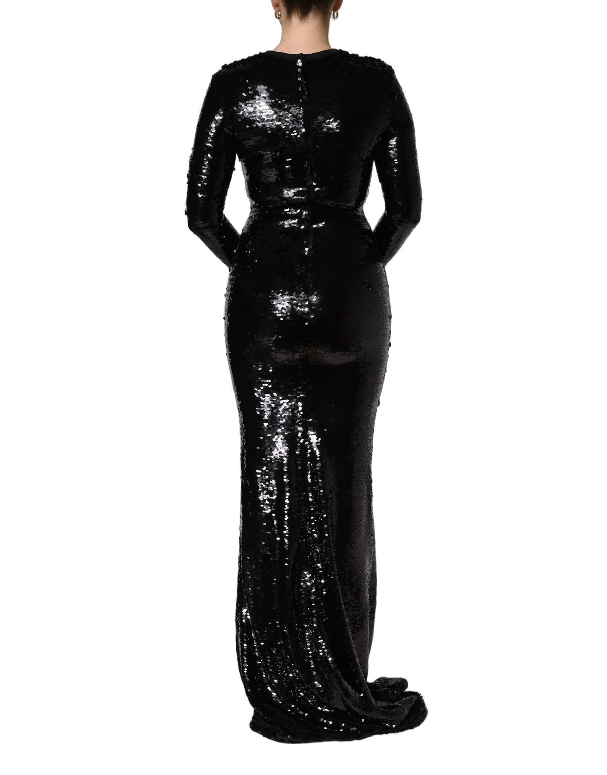 Dolce & Gabbana Women's Gown Mermaid Bodycon Cocktail Long-Sleeve Polyester Sequins Long Dress - Black