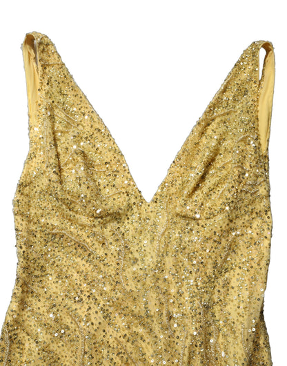 Dolce & Gabbana Women's Gown Mermaid Cocktail Sleeveless V Neck PVC Polyester Silk & Viscose Long Dress - Gold