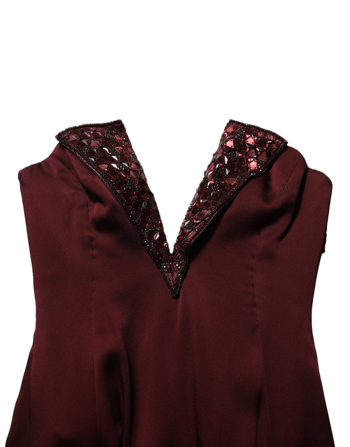 Dolce & Gabbana Women's Gown Wrap Cocktail Sleeveless; Strapless V Neck PVC Polyester Acetate Viscose Silk Satin Mini Long Dress - Maroon