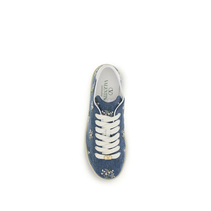 Valentino Garavani Blue Calf Leather Bos Taurus Low Top Sneakers