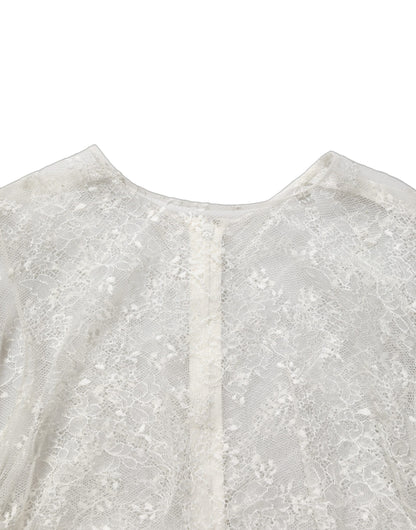 Dolce & Gabbana Women's Sheath Wrap Bodycon Sleeveless Lace Midi Mini Dress - White Floral