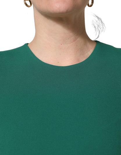 Dolce & Gabbana Women's A Line Cocktail Long-Sleeve Silk Viscose & Acetate Short Mini Dress - Green