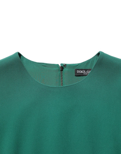 Dolce & Gabbana Women's A Line Cocktail Long-Sleeve Silk Viscose & Acetate Short Mini Dress - Green