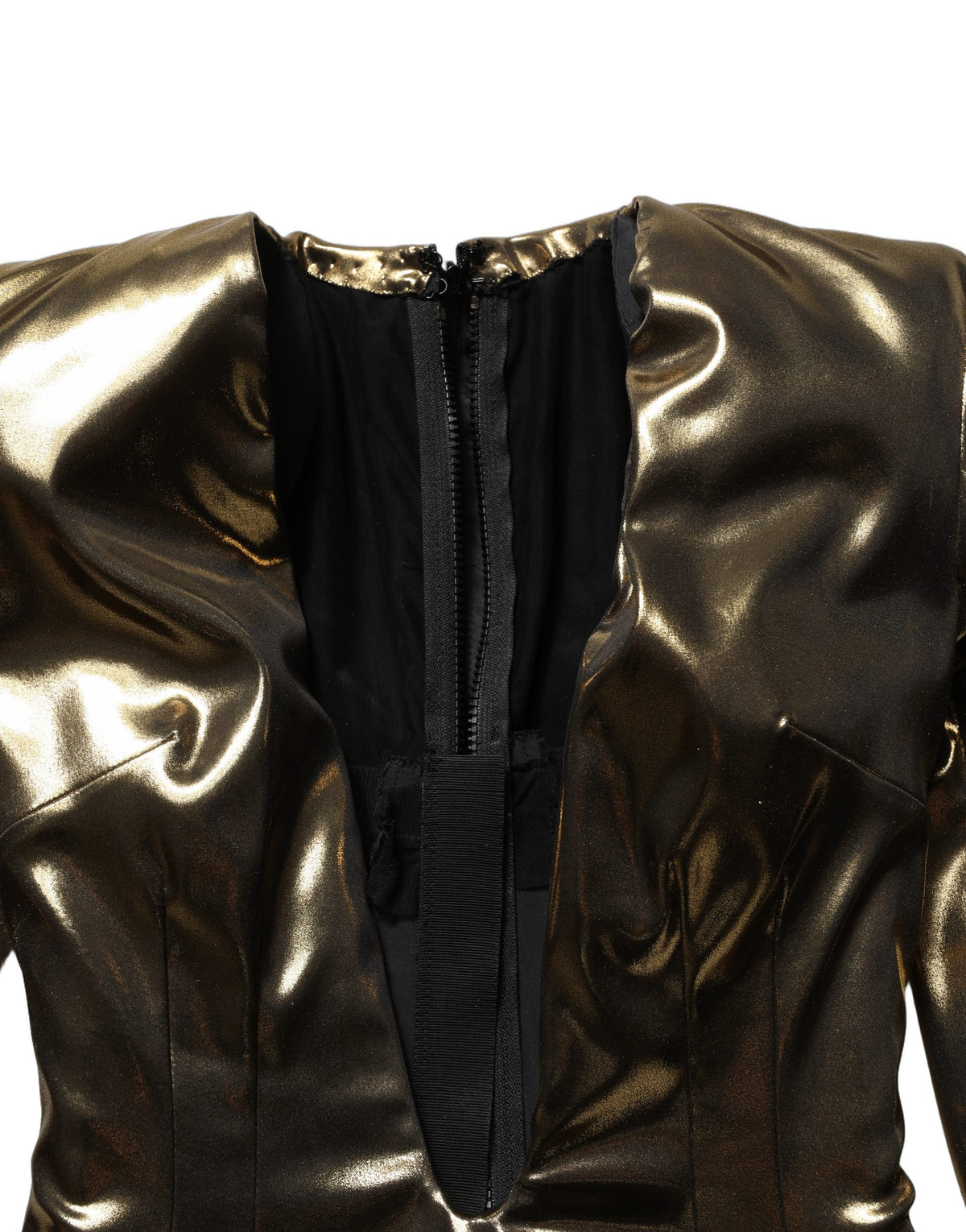 Dolce & Gabbana Women's Sheath Wrap Cocktail Long-Sleeve Acetate & Nylon Short Mini Dress - Gold