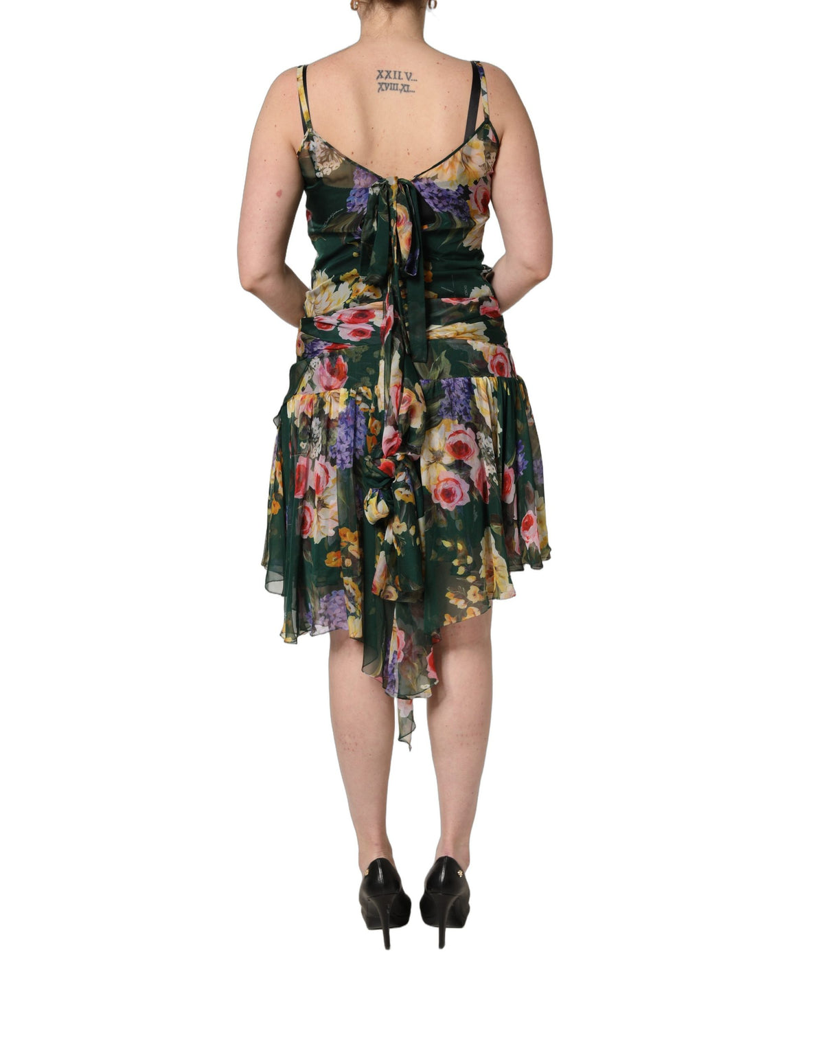 Dolce & Gabbana Women's Wrap Sleeveless Silk Mini Dress - Multicolor Patterned Floral Signature Print