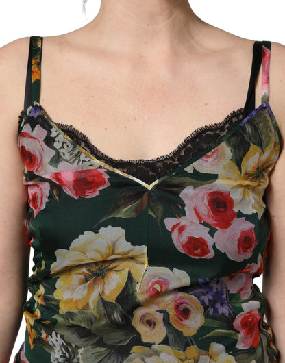 Dolce & Gabbana Women's Wrap Sleeveless Silk Mini Dress - Multicolor Patterned Floral Signature Print