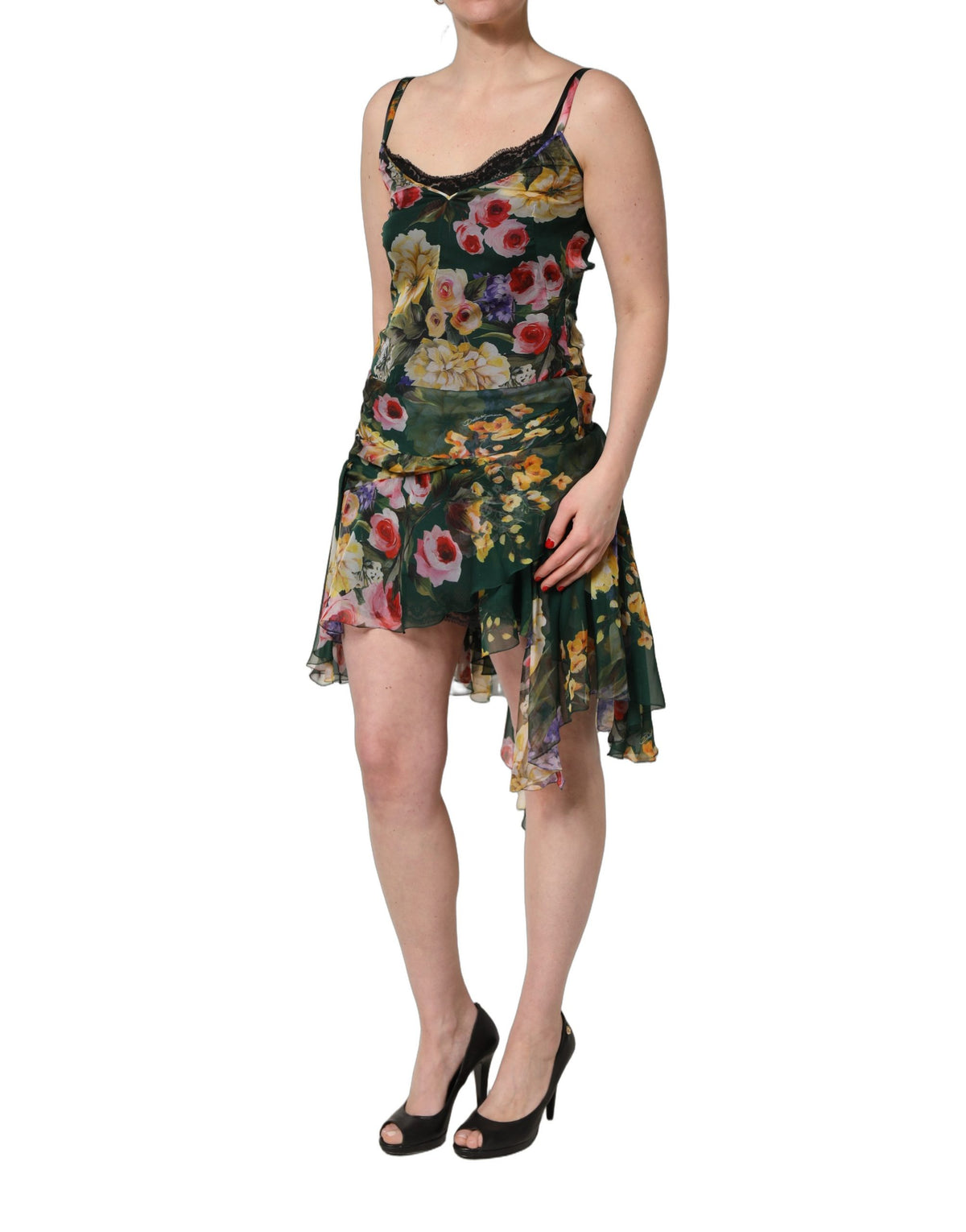 Dolce & Gabbana Women's Wrap Sleeveless Silk Mini Dress - Multicolor Patterned Floral Signature Print