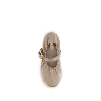 Balmain Beige Calf Leather Bos Taurus Ballet Flats