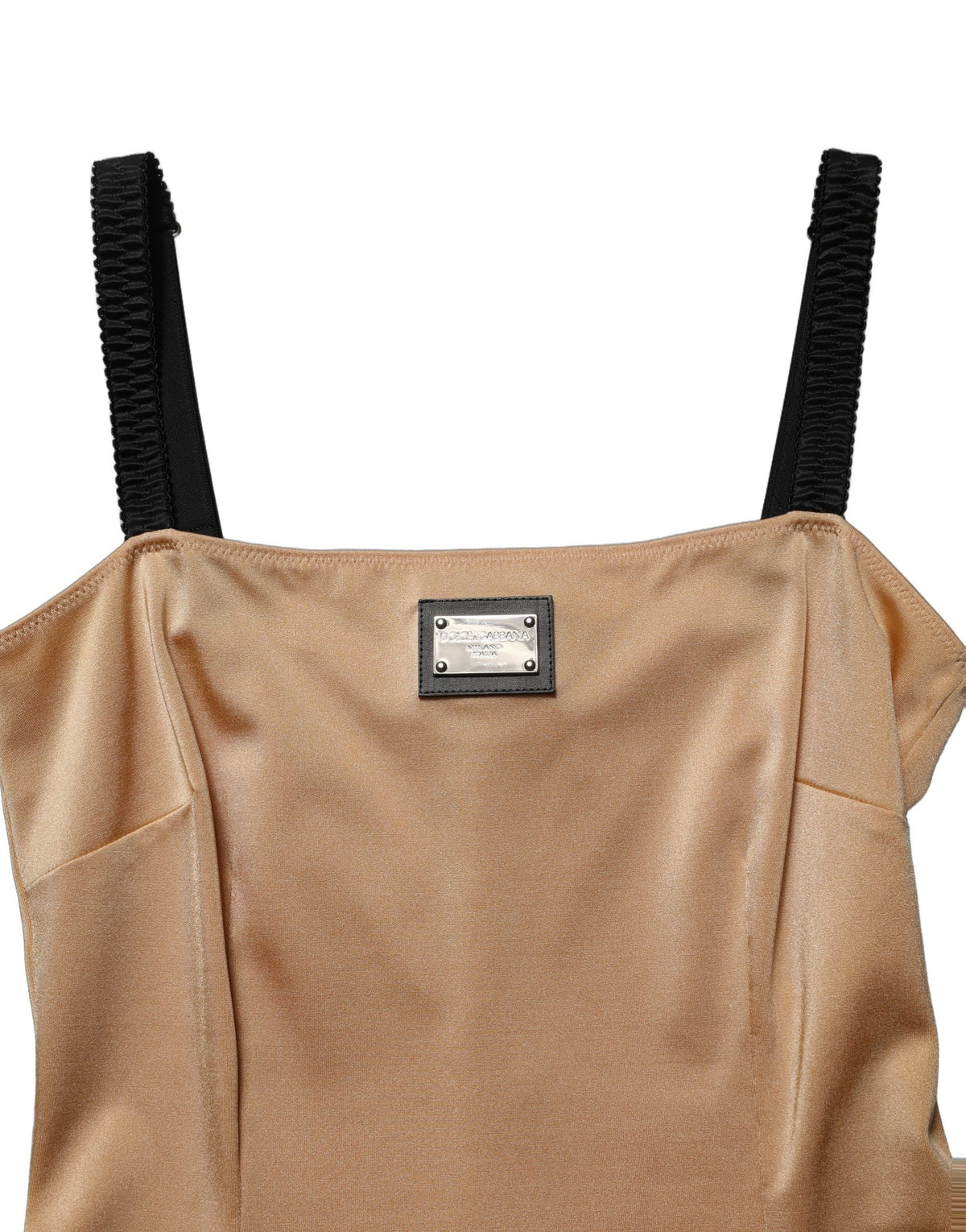 Dolce & Gabbana Women's Wrap Cocktail Sleeveless Stretch Nylon Mini Dress - Brown Signature