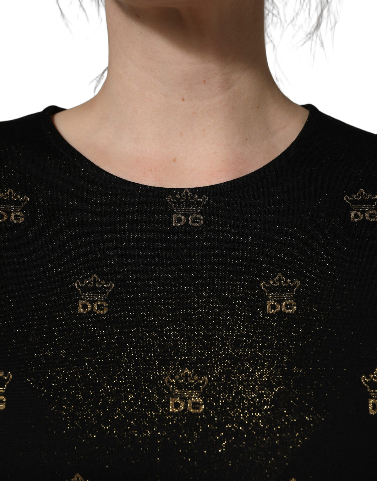 Dolce & Gabbana Aria Women's Sheath Wrap Short-Sleeve Cotton Nylon & Polyester Midi Short Dress - Black Patterned