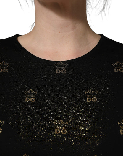 Dolce & Gabbana Aria Women's Sheath Wrap Short-Sleeve Cotton Nylon & Polyester Midi Short Dress - Black Patterned