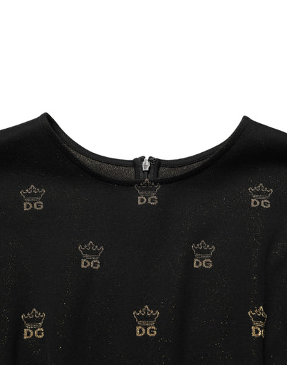Dolce & Gabbana Aria Women's Sheath Wrap Short-Sleeve Cotton Nylon & Polyester Midi Short Dress - Black Patterned