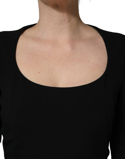 Roberto Cavalli Women's A Line Wrap Cocktail Long-Sleeve Scoop Neck Silk Viscose & Acetate Short Mini Dress - Black