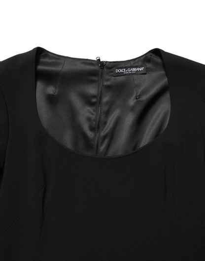 Roberto Cavalli Women's A Line Wrap Cocktail Long-Sleeve Scoop Neck Silk Viscose & Acetate Short Mini Dress - Black