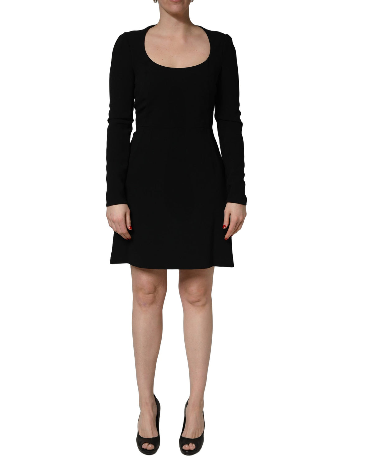 Roberto Cavalli Women's A Line Wrap Cocktail Long-Sleeve Scoop Neck Silk Viscose & Acetate Short Mini Dress - Black