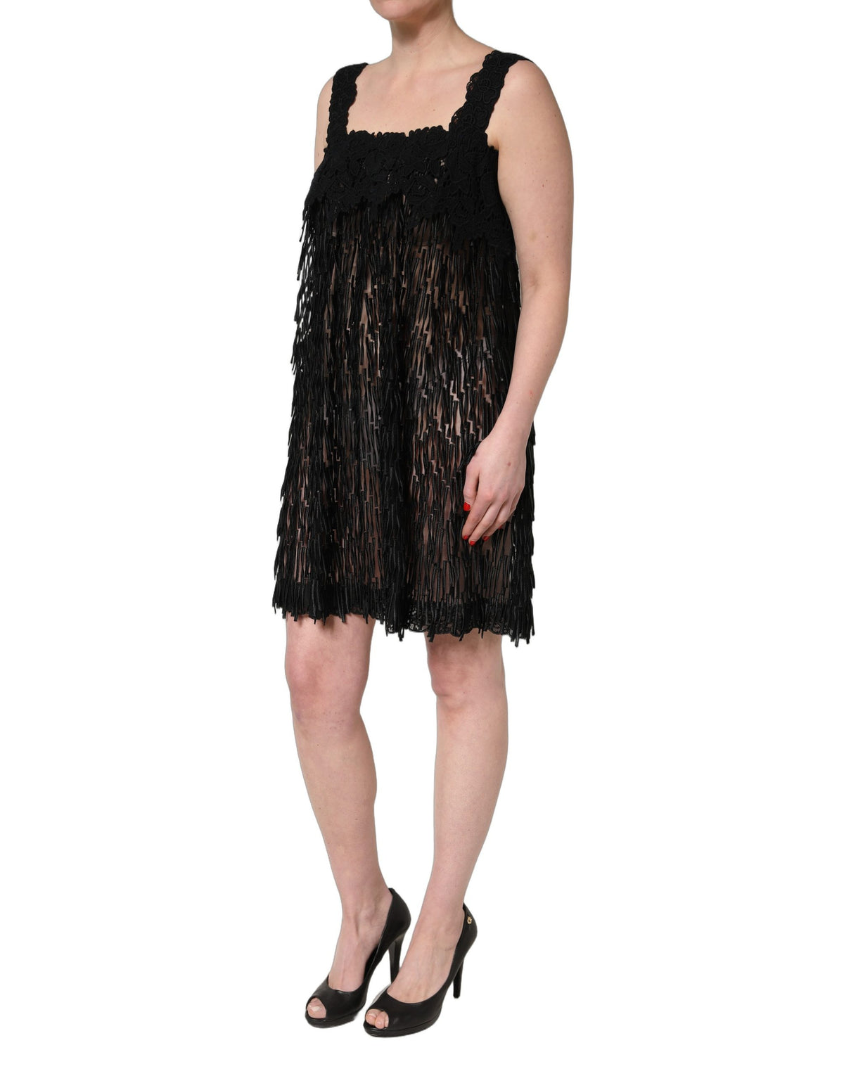 Dolce & Gabbana Aria Women's Wrap Cocktail Sleeveless Cotton Nylon Mini Dress - Black