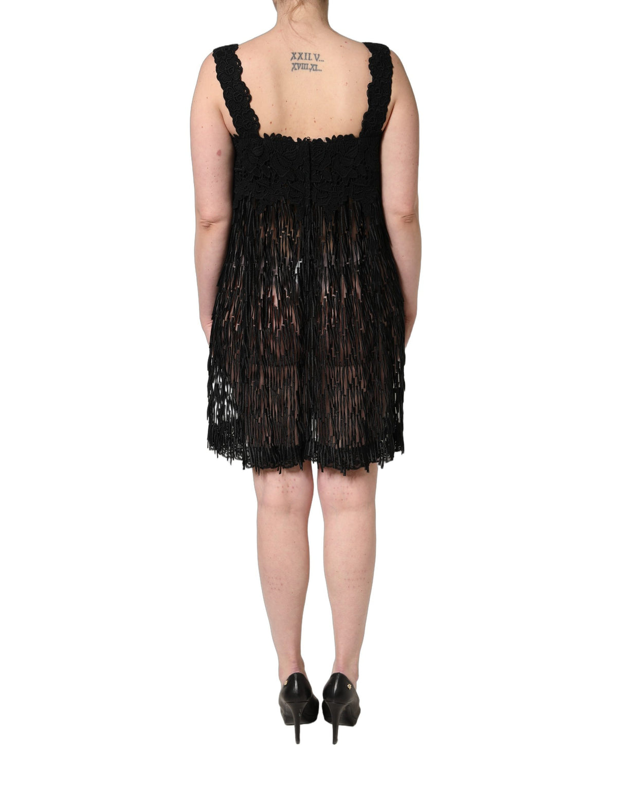 Dolce & Gabbana Aria Women's Wrap Cocktail Sleeveless Cotton Nylon Mini Dress - Black