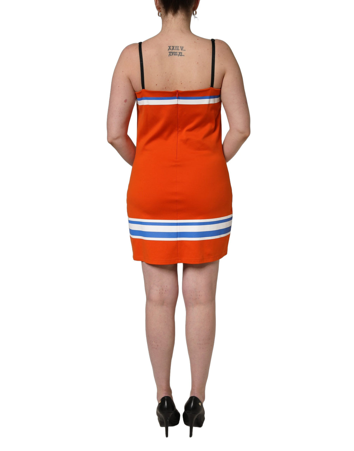 Dolce & Gabbana Women's Wrap Sleeveless Cotton Nylon & Silk Mini Dress - Orange
