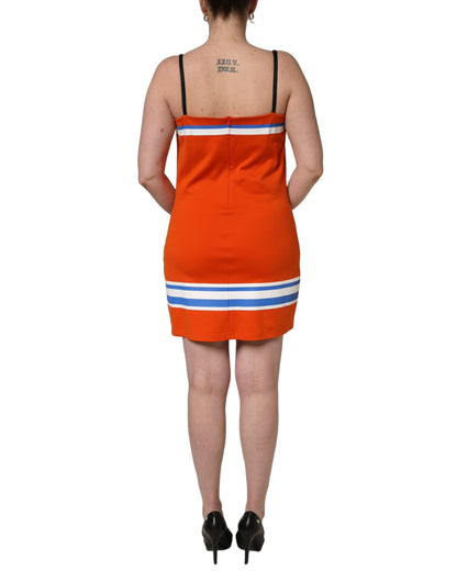 Dolce & Gabbana Women's Wrap Sleeveless Cotton Nylon & Silk Mini Dress - Orange