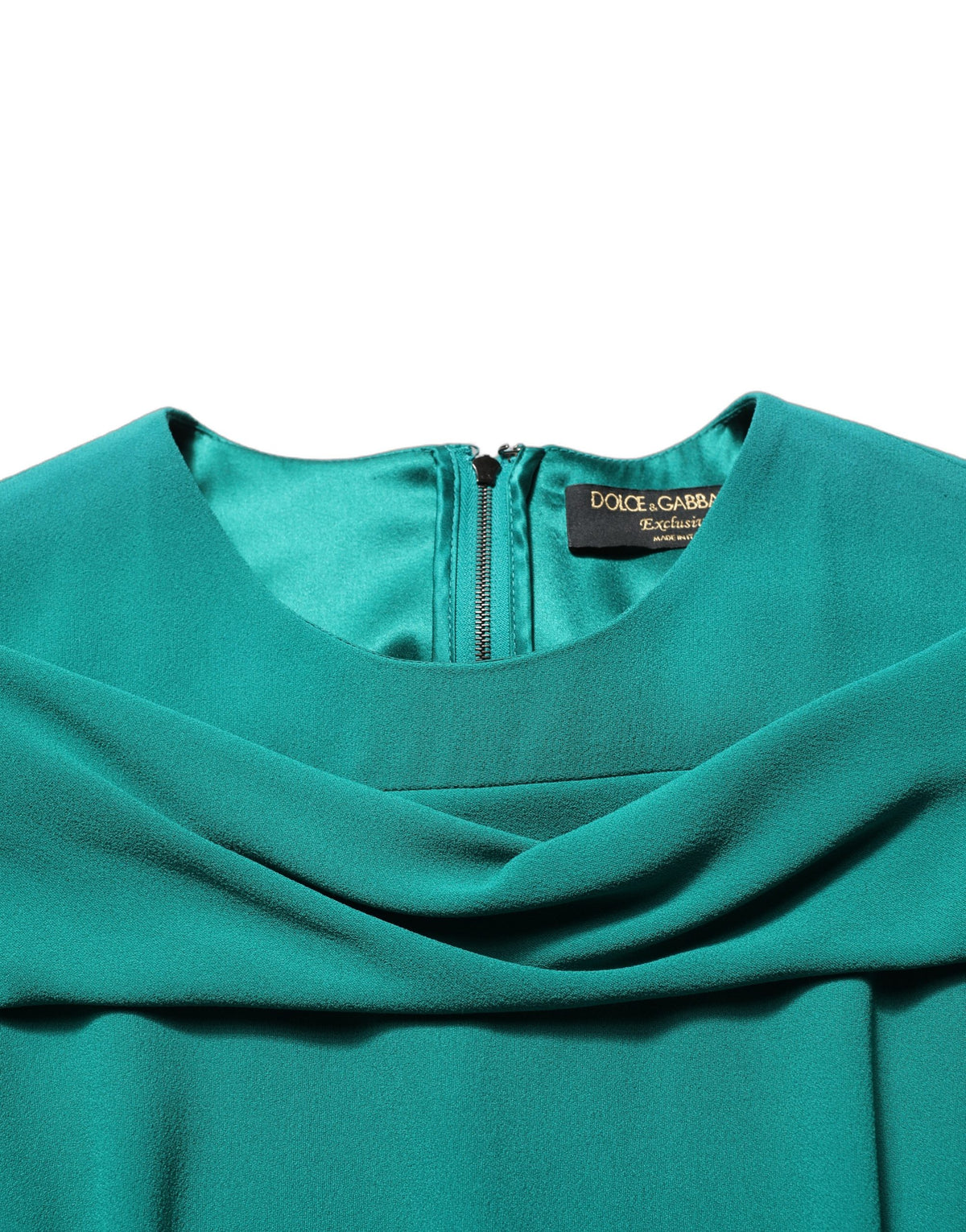 Dolce & Gabbana Women's Gown Wrap Cocktail Long-Sleeve Round Neck Silk Viscose & Acetate Mini Long Dress - Green Red Signature